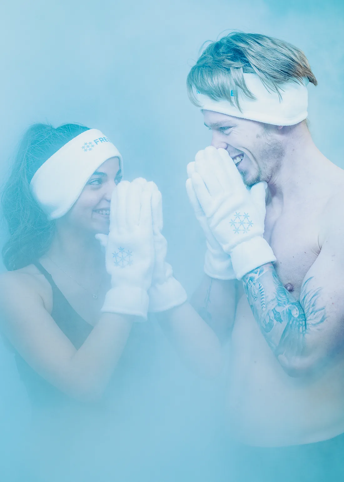 A member inside the Freezlab cryotherapy chamber in Amsterdam